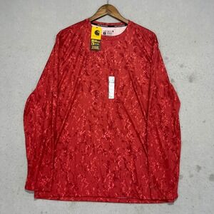 Carhartt Force Sun Defender Red Camo Long Sleeve Shirt Mens Large Relaxed Fit
